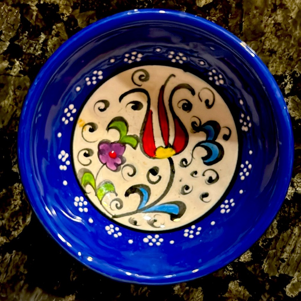 Small Handmade Painted Ceramic Bowl